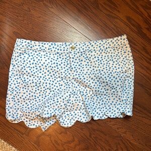 Blue Polka Dot Scalloped Shorts